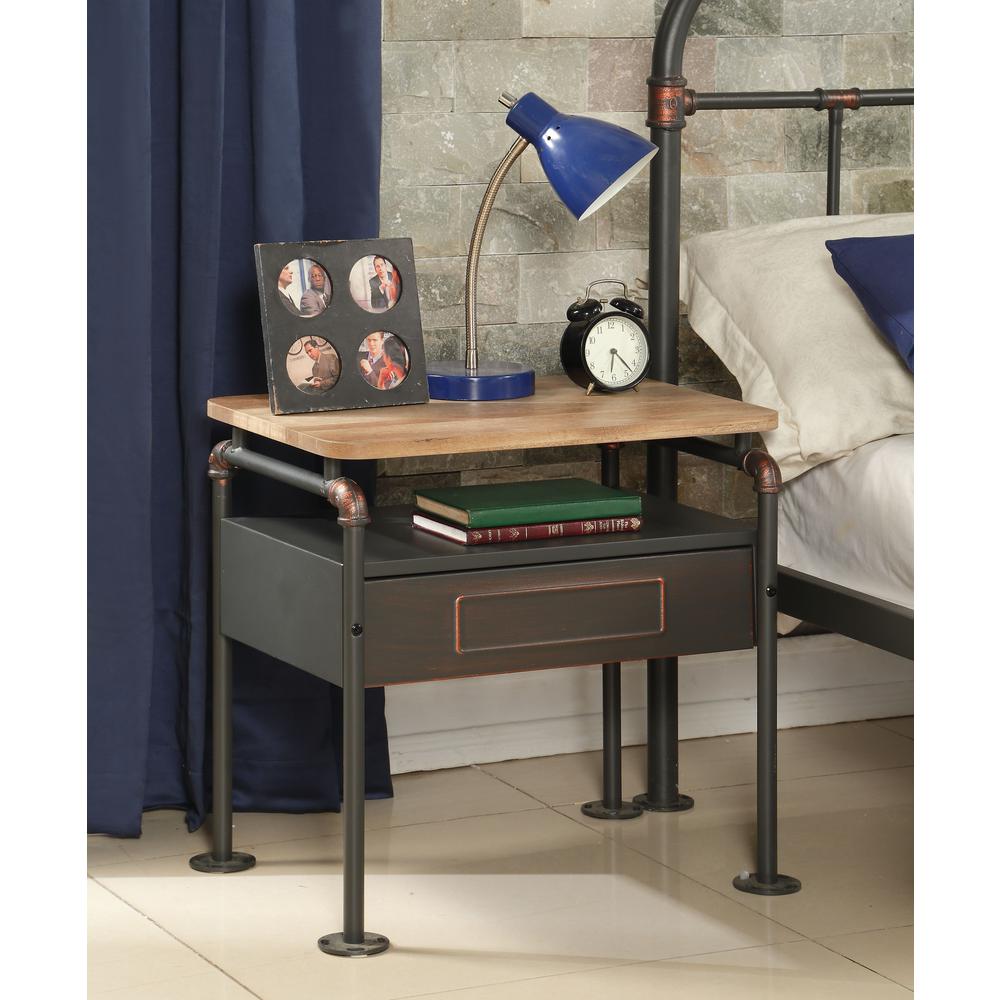 Nicipolis Nightstand, Antique Oak & Sandy Gray. Picture 2
