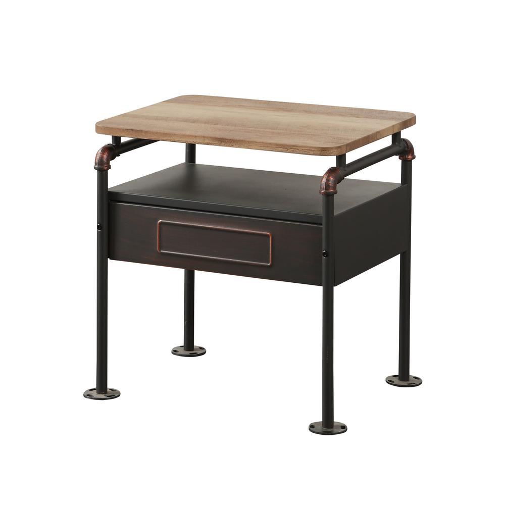 Nicipolis Nightstand, Antique Oak & Sandy Gray. Picture 1