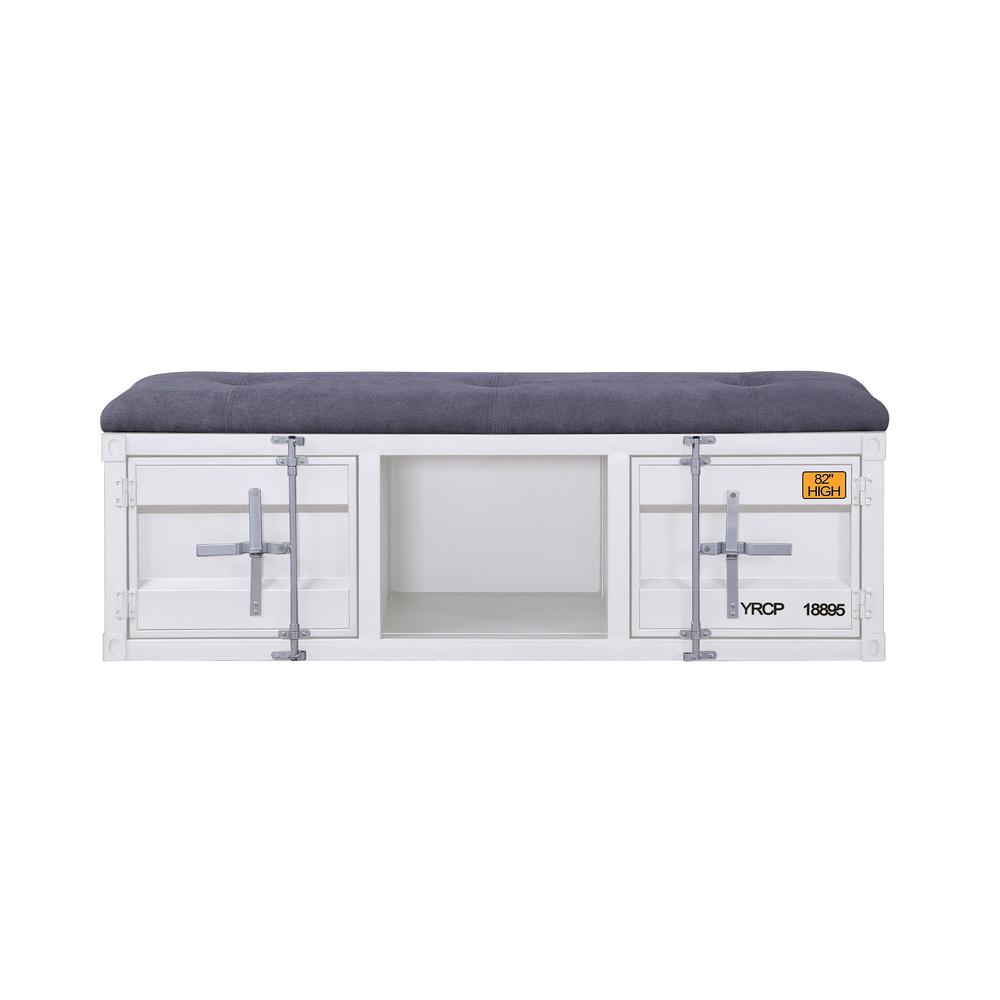 Cargo Bench (Storage), Gray Fabric & White. Picture 2