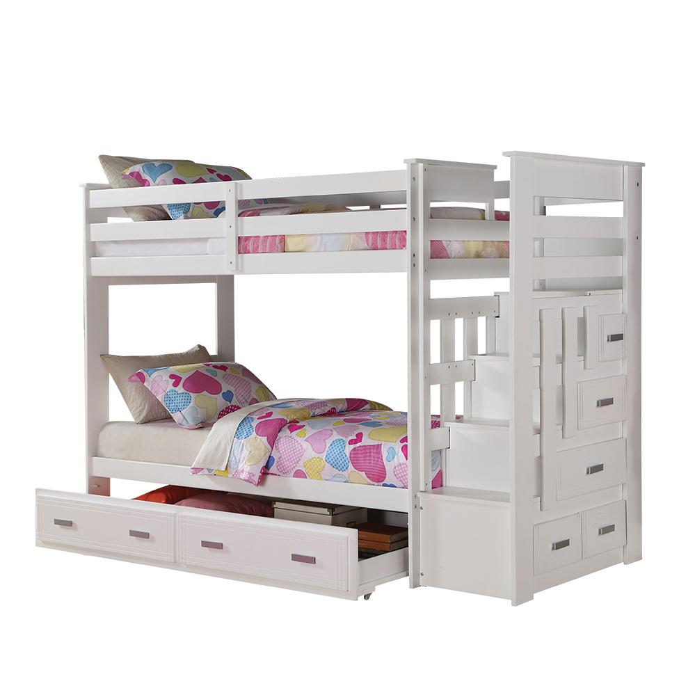 Allentown Bunk Bed (T/T) w/Trundle (Twin) & Storage White. Picture 15