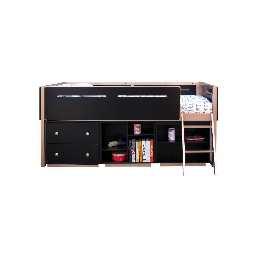 Prescott Black & Rose-Gold Bookshelf (2 Compartments). Picture 3