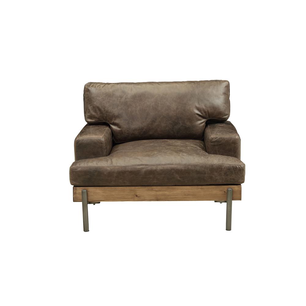 Silchester Chair, Oak & Distress Chocolate Top Grain Leather. Picture 1