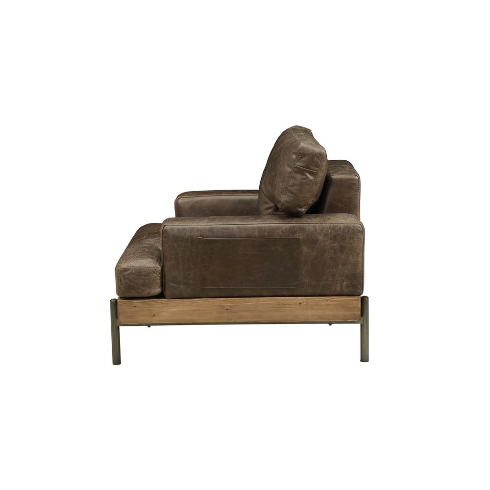 Silchester Chair, Oak & Distress Chocolate Top Grain Leather. Picture 3