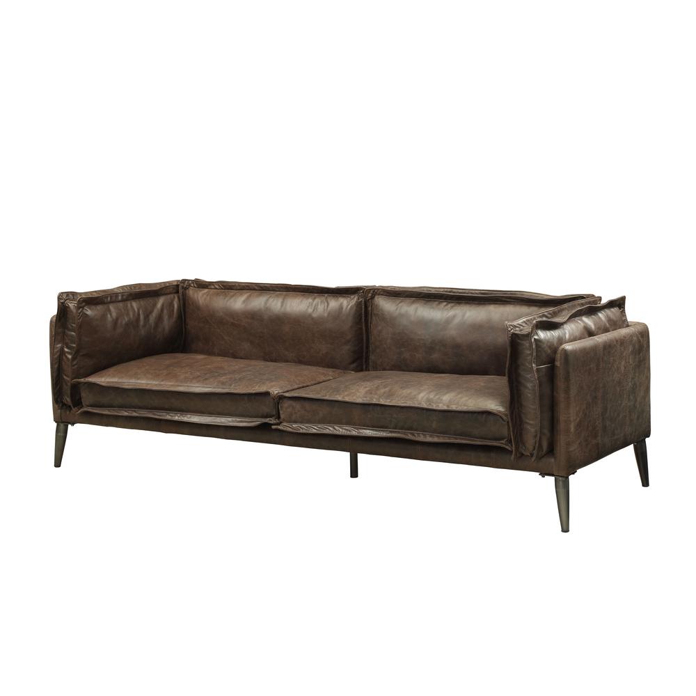 Porchester Loveseat Distress Chocolate Top Grain Leather. Picture 1