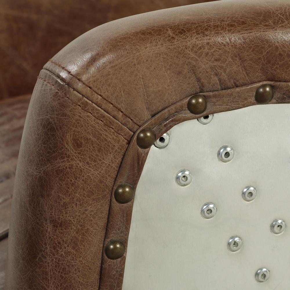 Brancaster Loveseat, Retro Brown Top Grain Leather & Aluminum. Picture 1