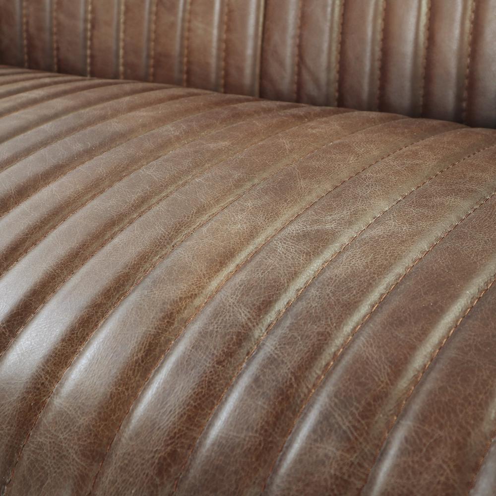 Brancaster Loveseat, Retro Brown Top Grain Leather & Aluminum. Picture 3