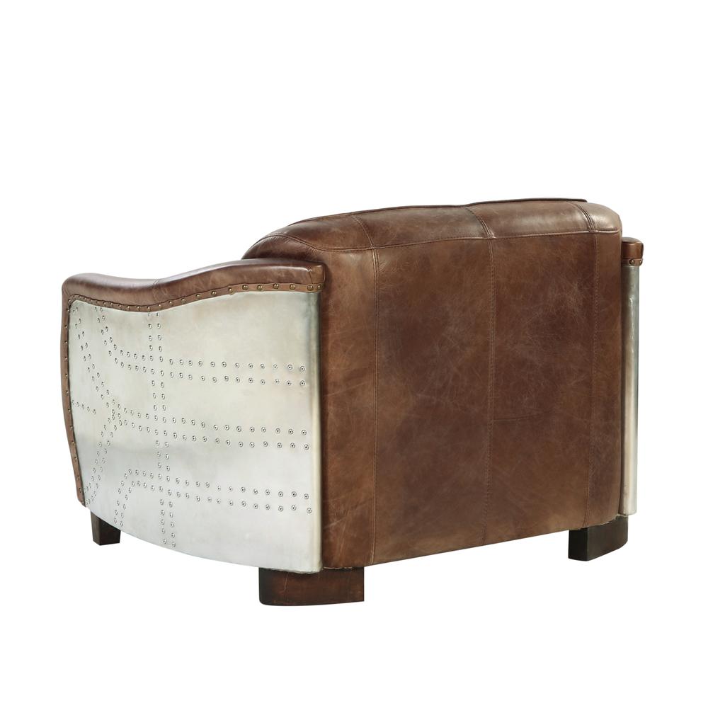 Brancaster Loveseat, Retro Brown Top Grain Leather & Aluminum. Picture 6