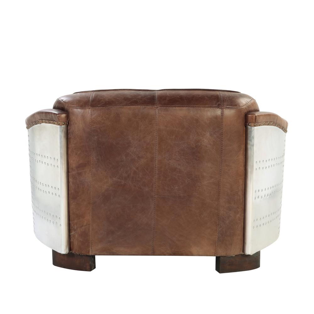 Brancaster Loveseat, Retro Brown Top Grain Leather & Aluminum. Picture 7