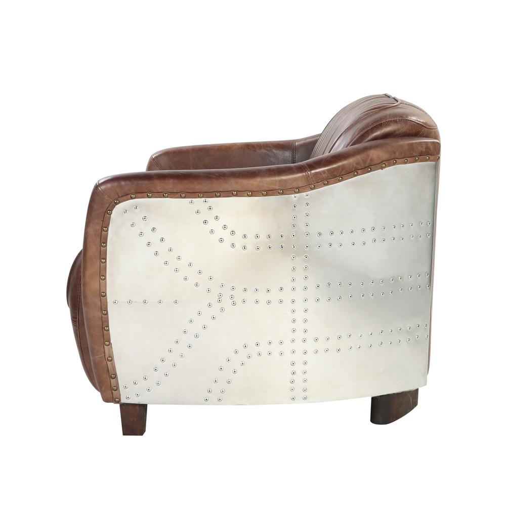 Brancaster Loveseat, Retro Brown Top Grain Leather & Aluminum. Picture 9