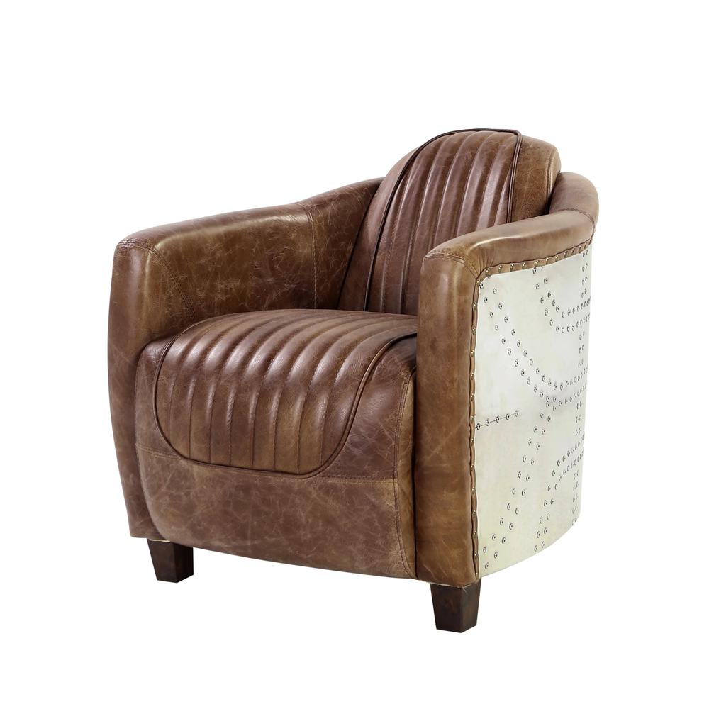 Brancaster Chair Retro Brown Top Grain Leather & Aluminum. Picture 2