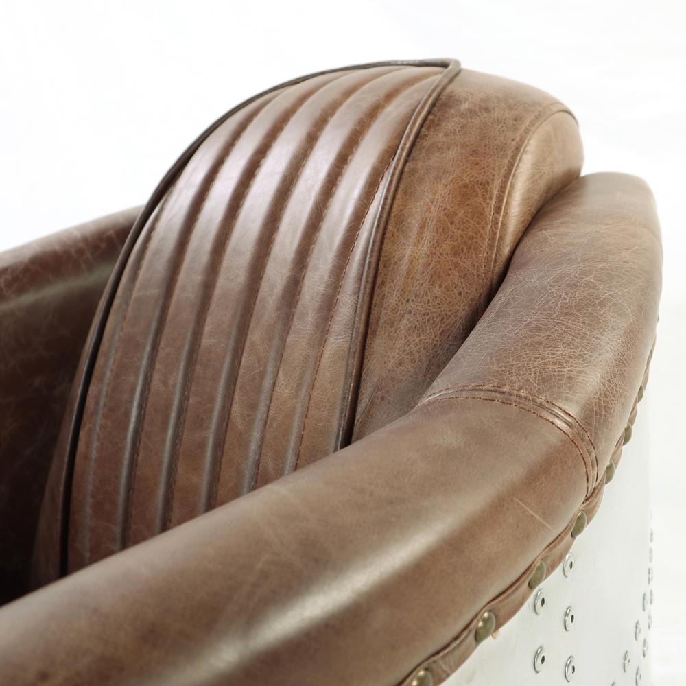 Brancaster Chair Retro Brown Top Grain Leather & Aluminum. Picture 10