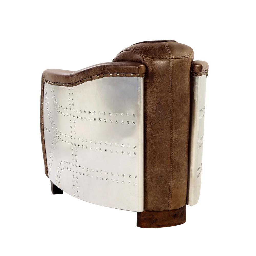 Brancaster Chair Retro Brown Top Grain Leather & Aluminum. Picture 3