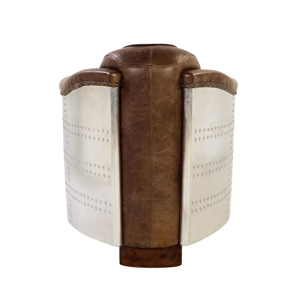 Brancaster Chair Retro Brown Top Grain Leather & Aluminum. Picture 4