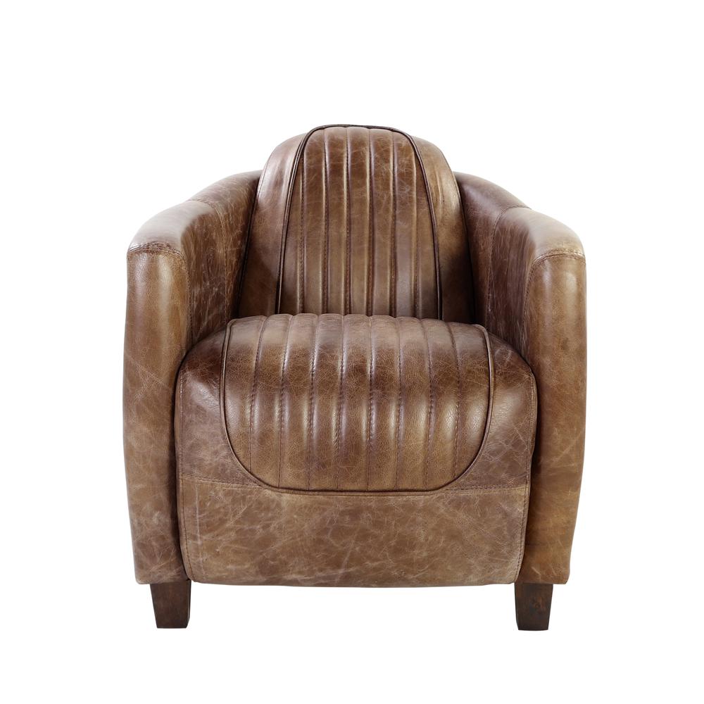 Brancaster Chair Retro Brown Top Grain Leather & Aluminum. Picture 1
