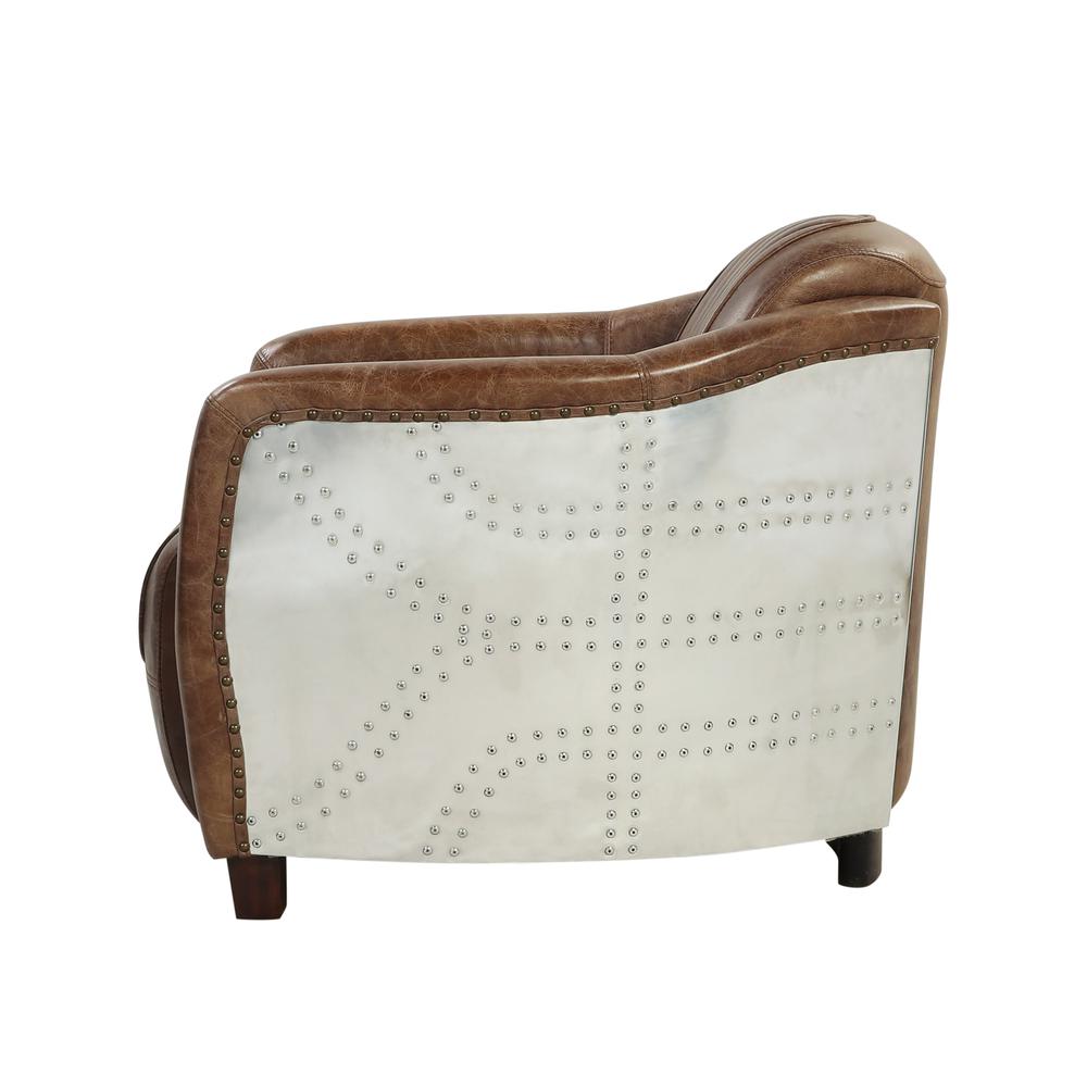 Brancaster Chair Retro Brown Top Grain Leather & Aluminum. Picture 5