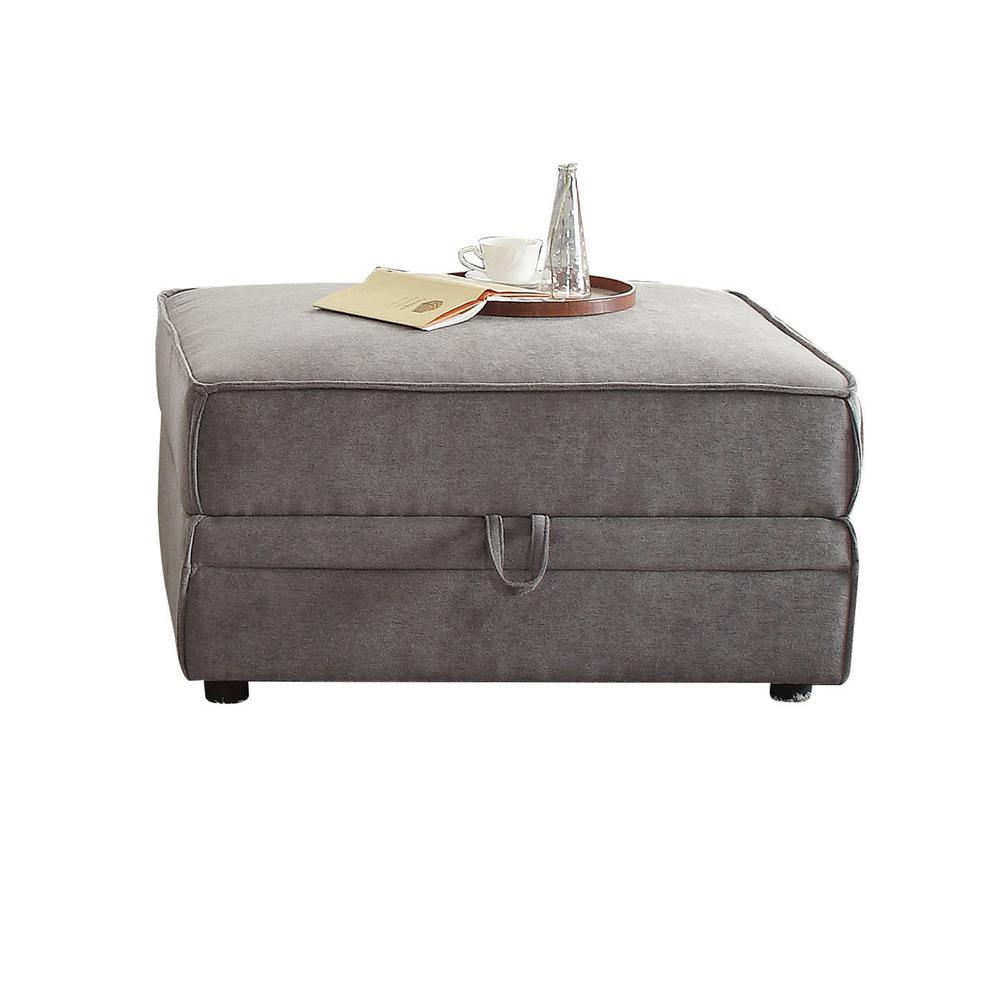 Bois Ottoman w/Storage Gray Velvet. Picture 6