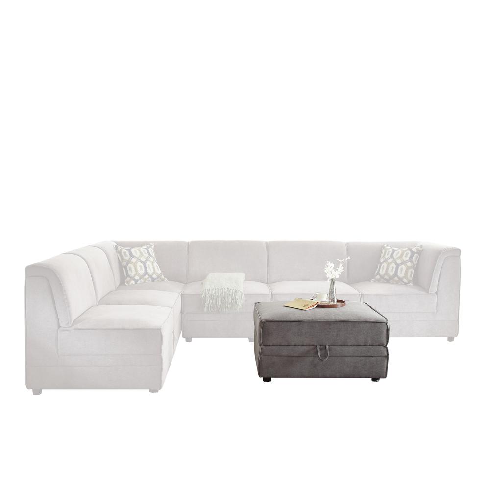 Bois Ottoman w/Storage Gray Velvet. Picture 7