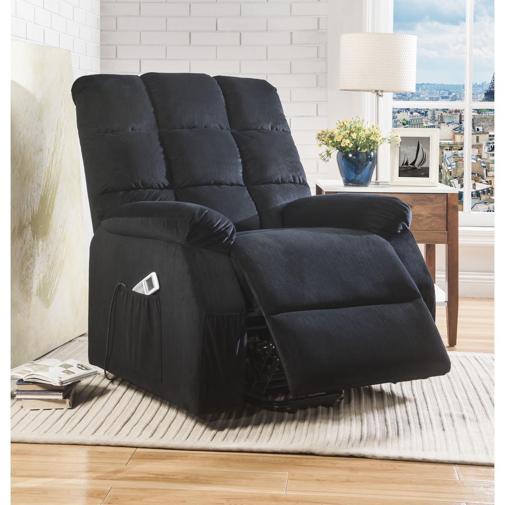 Ipompea Recliner w/Power Lift & Massage, Black Velvet. Picture 4