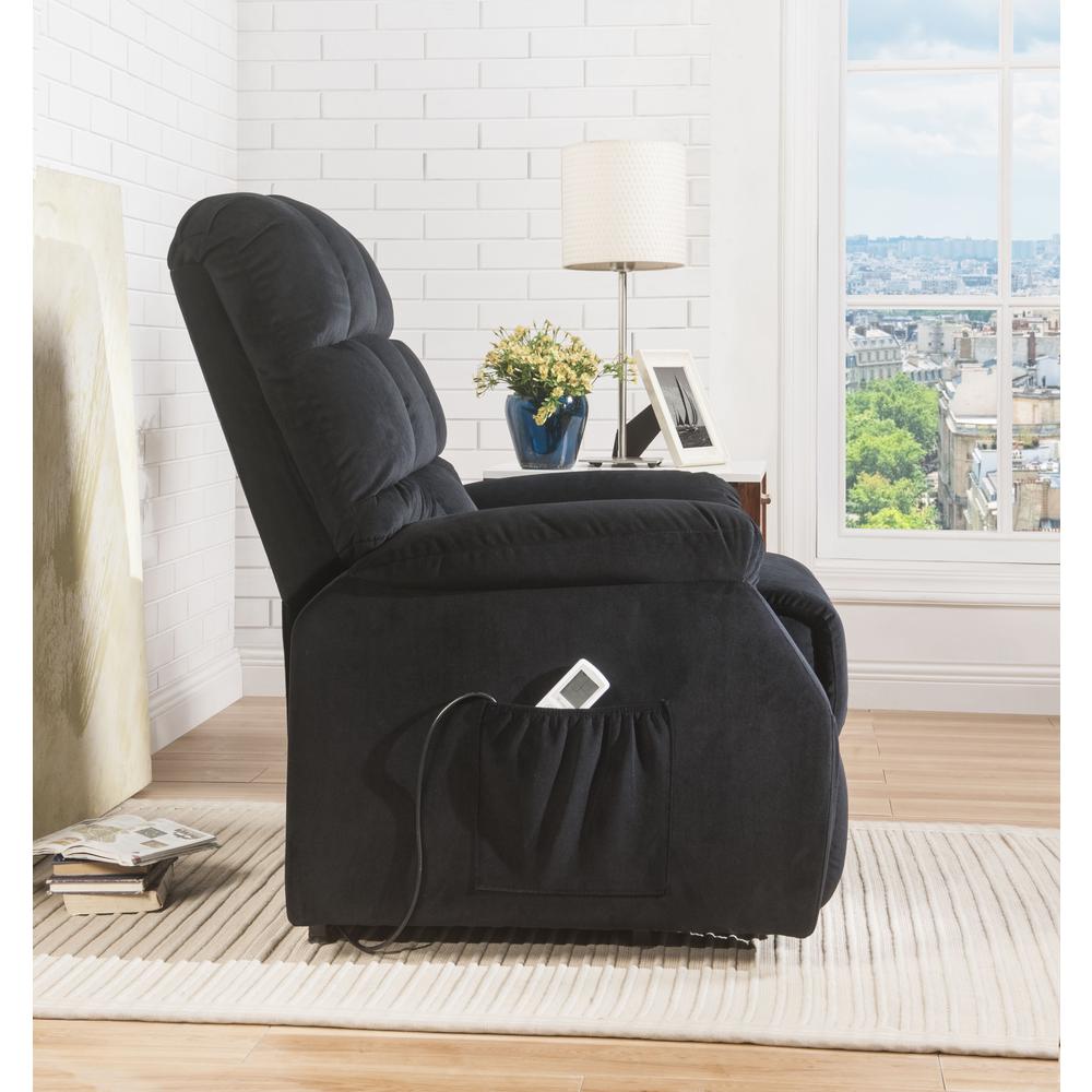 Ipompea Recliner w/Power Lift & Massage, Black Velvet. Picture 7