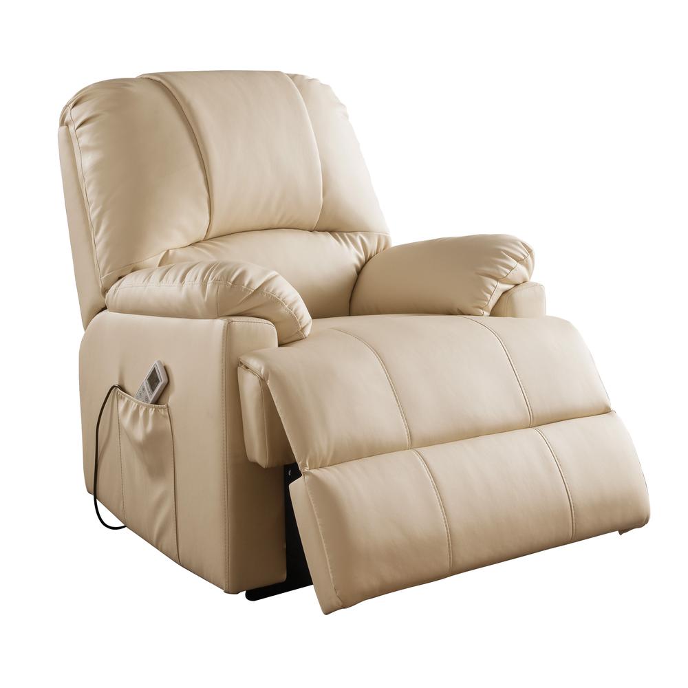 Ixora Recliner w/Power Lift & Massage Beige Synthetic Leather. Picture 1