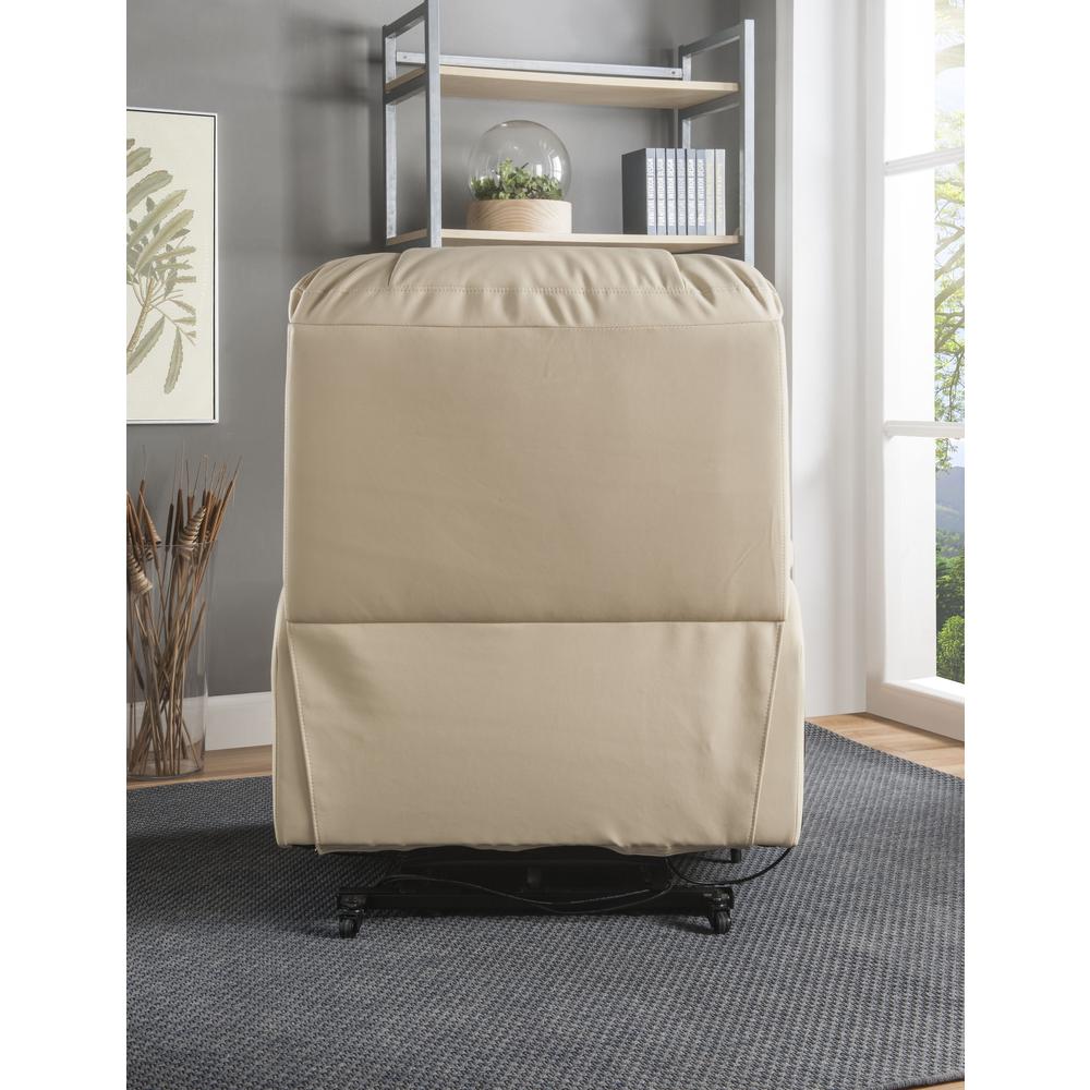 Ixora Recliner w/Power Lift & Massage Beige Synthetic Leather. Picture 7