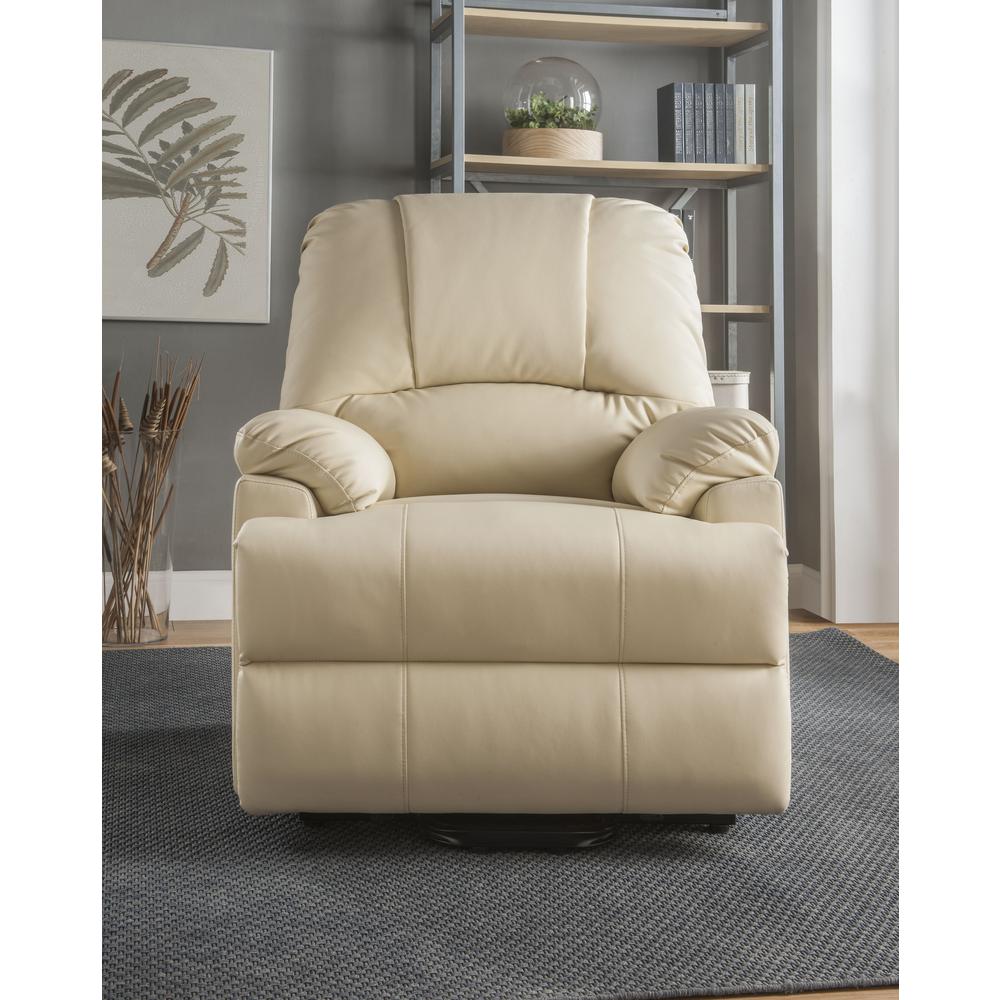 Ixora Recliner w/Power Lift & Massage Beige Synthetic Leather. Picture 8