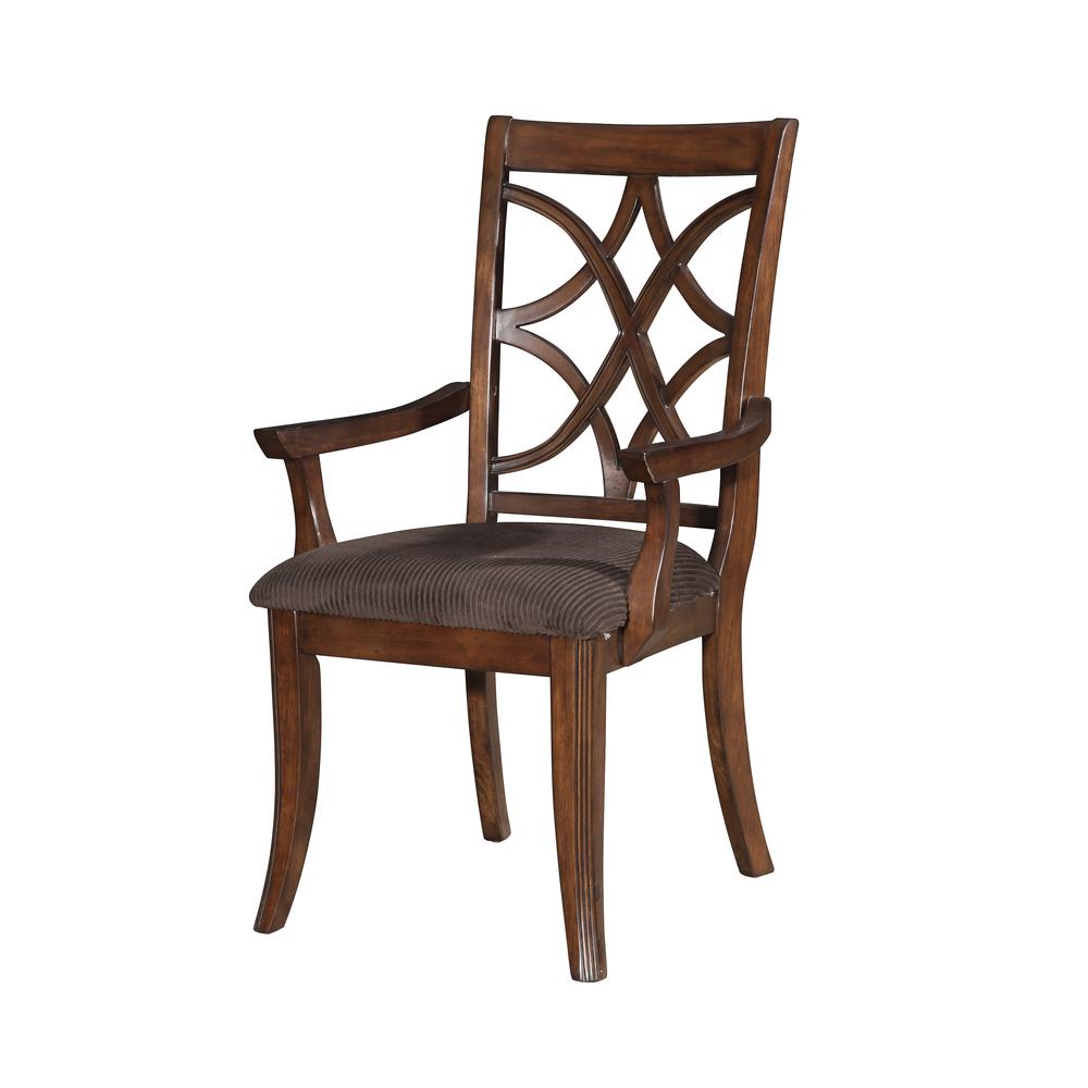 Keenan Arm Chair (Set-2) Brown Microfiber & Dark Walnut. Picture 2