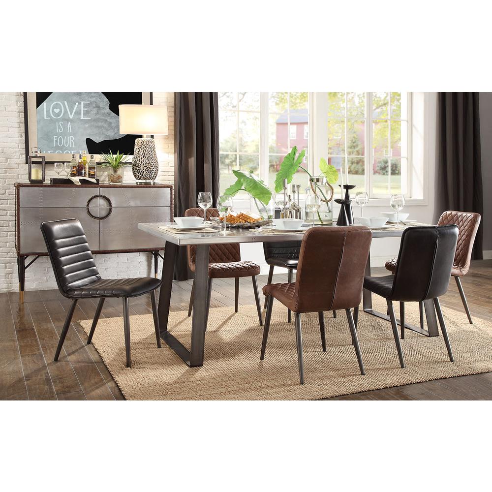 Millertton Side Chair (Set-2), Vintage Chocolate Top Grain Leather & Antique Black. Picture 1