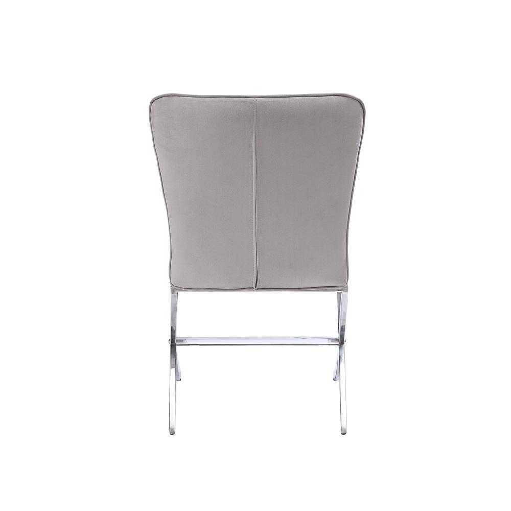 Daire Side Chair (Set-2) Light Gray Velvet & Chrome. Picture 2