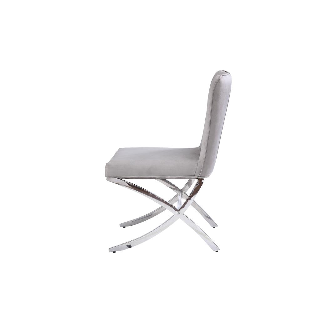 Daire Side Chair (Set-2) Light Gray Velvet & Chrome. Picture 5