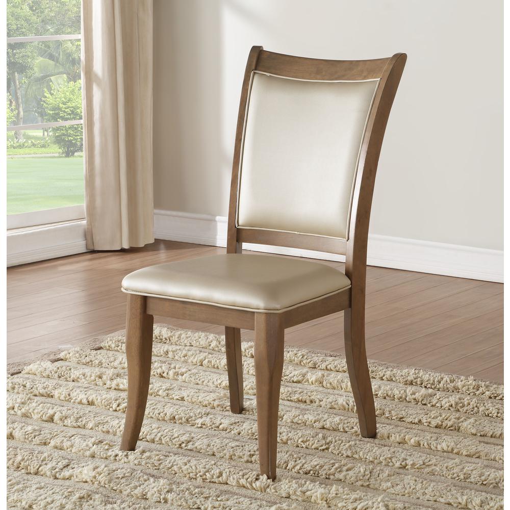 Harald Side Chair (Set-2), Beige PU & Gray Oak. Picture 1