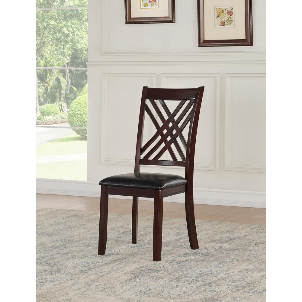 Katrien Side Chair (Set-2), Black PU & Espresso. Picture 1