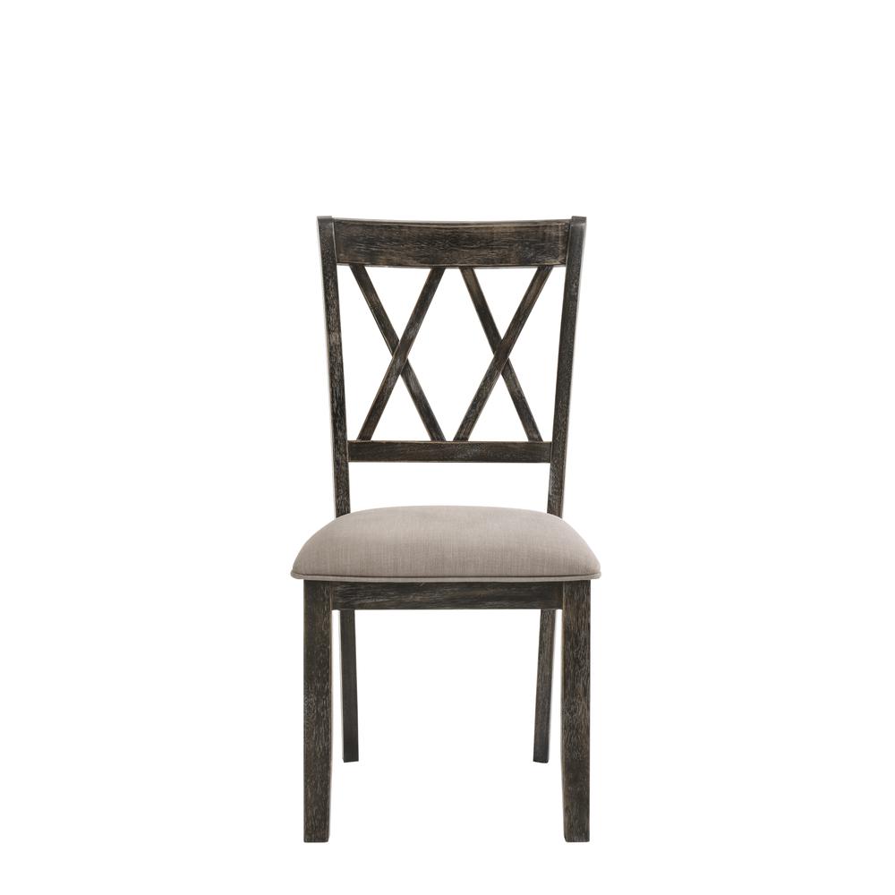 Claudia II Side Chair (Set-2), Fabric & Weathered Gray. Picture 3