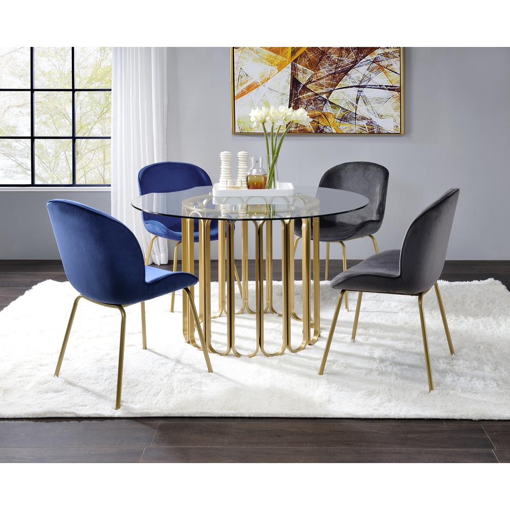Chuchip Side Chair (Set-2) Gray Velvet & Gold. Picture 1