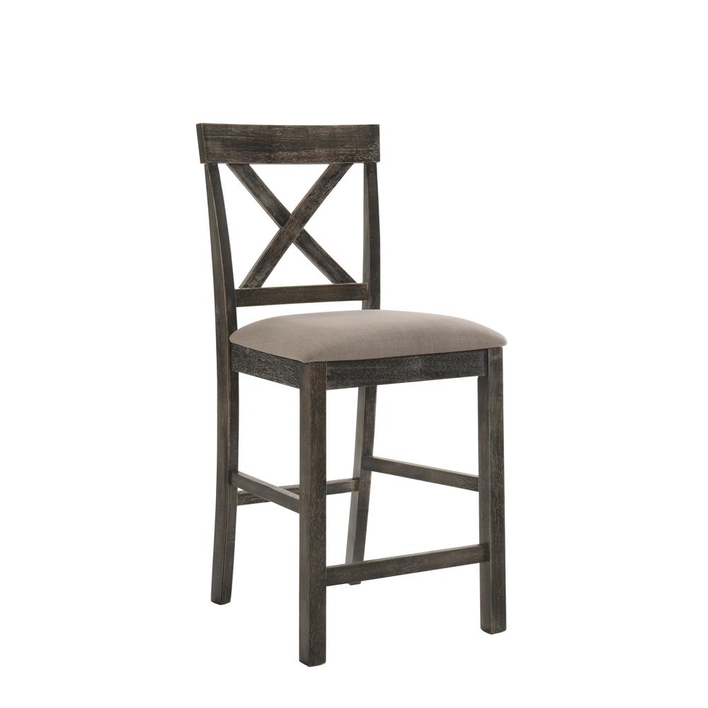 Martha II Counter Height Chair (Set-2) Tan Linen & Weathered Gray. Picture 1