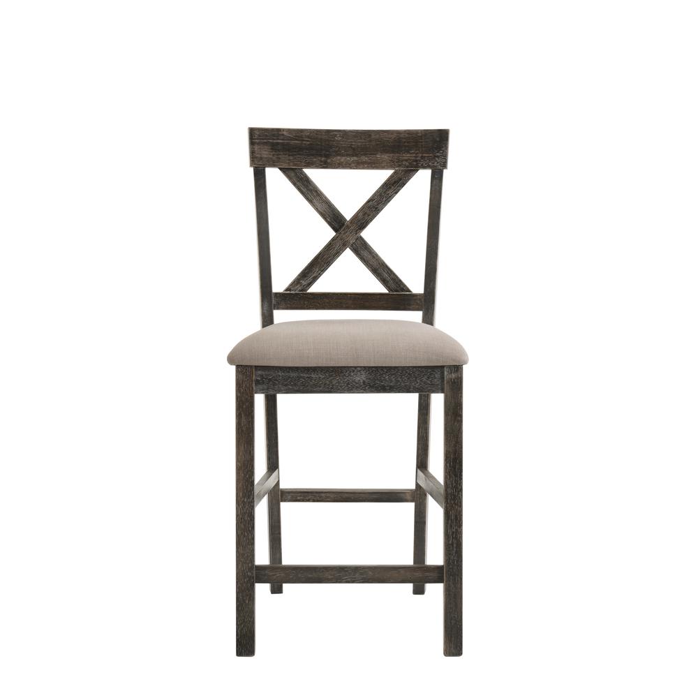 Martha II Counter Height Chair (Set-2) Tan Linen & Weathered Gray. Picture 3