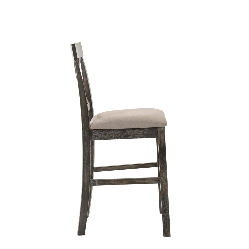 Martha II Counter Height Chair (Set-2) Tan Linen & Weathered Gray. Picture 4