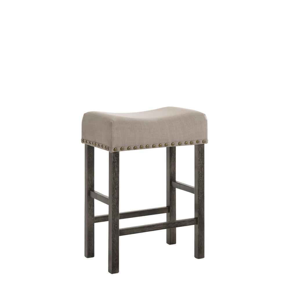 Martha II Counter Height Stool (Set-2) Tan Linen & Weathered Gray. Picture 1