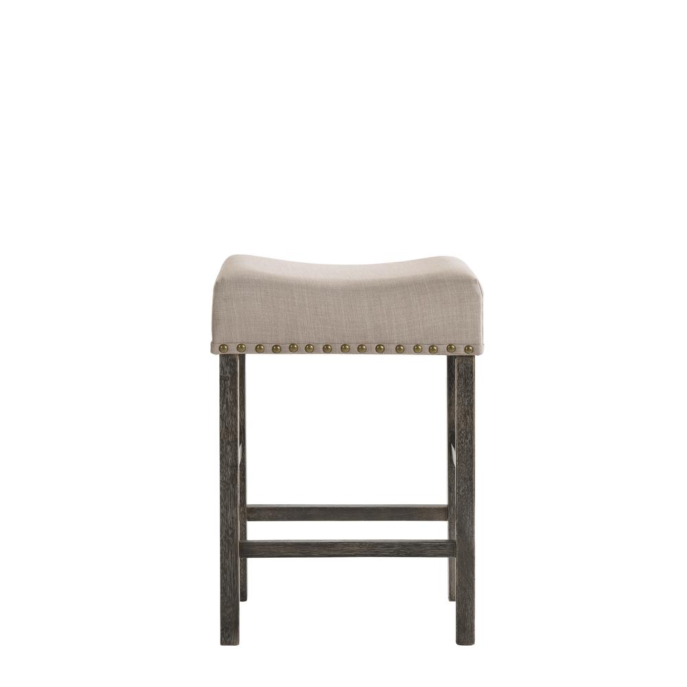 Martha II Counter Height Stool (Set-2) Tan Linen & Weathered Gray. Picture 3