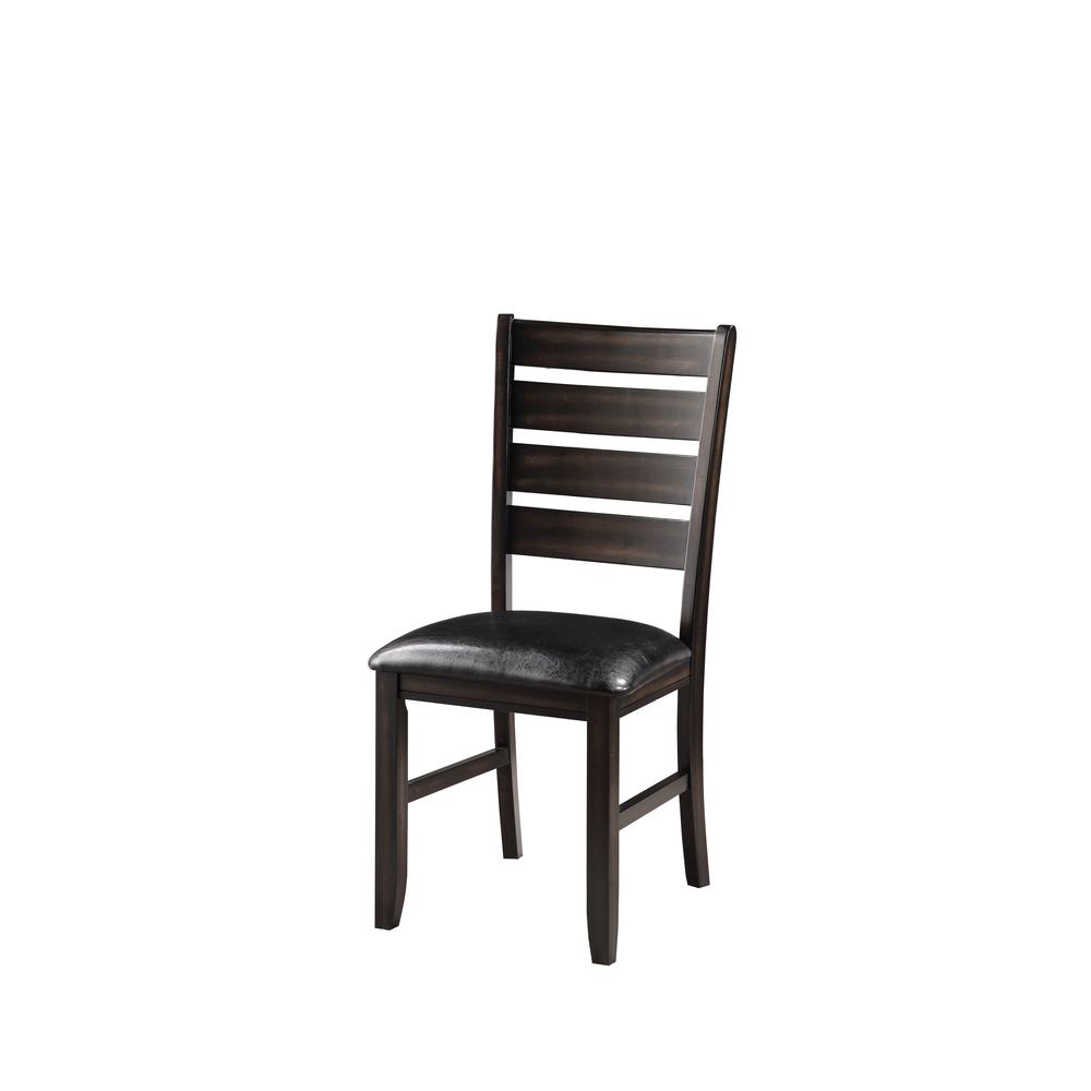 Urbana Side Chair (Set-2) Black Synthetic Leather & Espresso. Picture 2