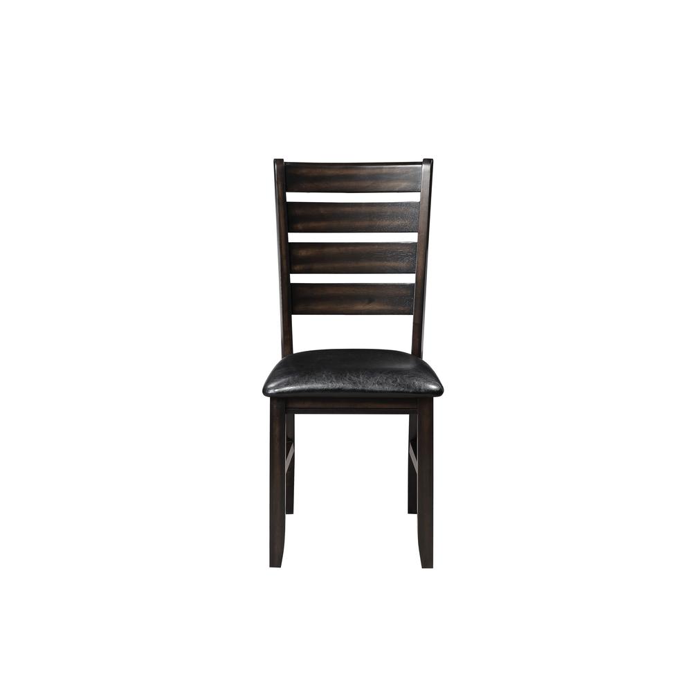 Urbana Side Chair (Set-2) Black Synthetic Leather & Espresso. Picture 5