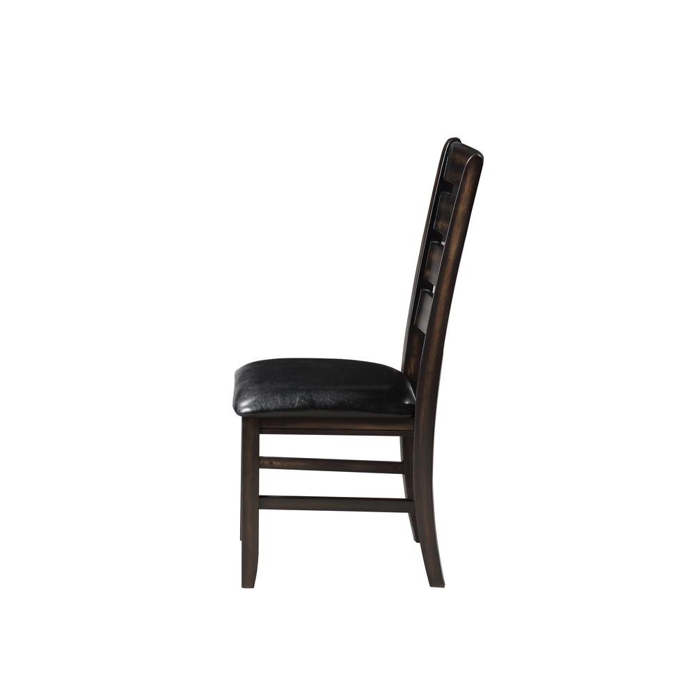 Urbana Side Chair (Set-2) Black Synthetic Leather & Espresso. Picture 6