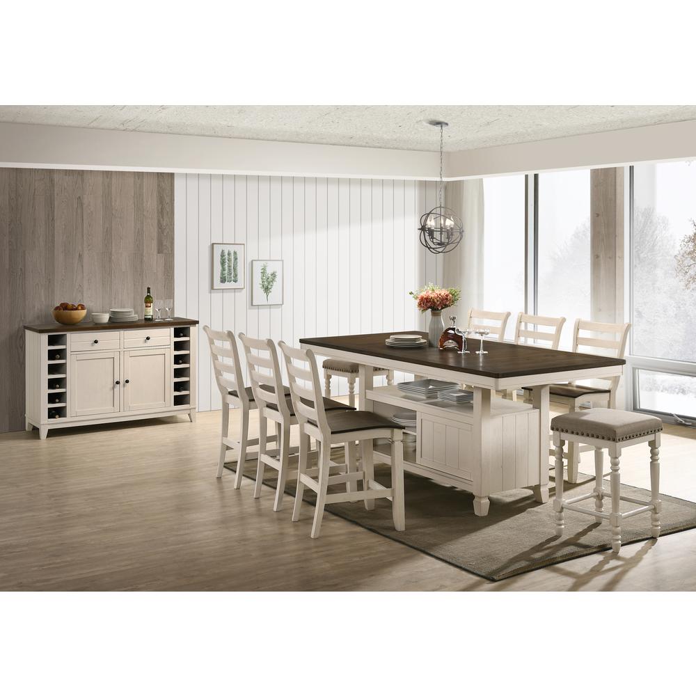 Tasnim Counter Height Chair (Set-2) Oak & Antique White. Picture 1