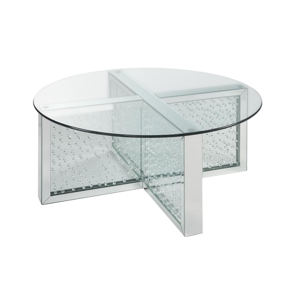 Nysa End Table Mirrored & Faux Crystals. Picture 1