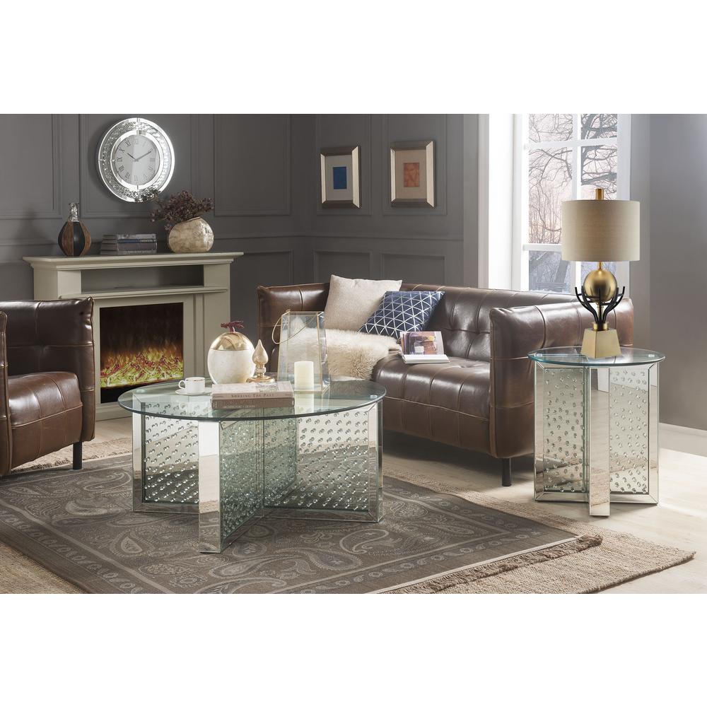Nysa End Table Mirrored & Faux Crystals. Picture 2