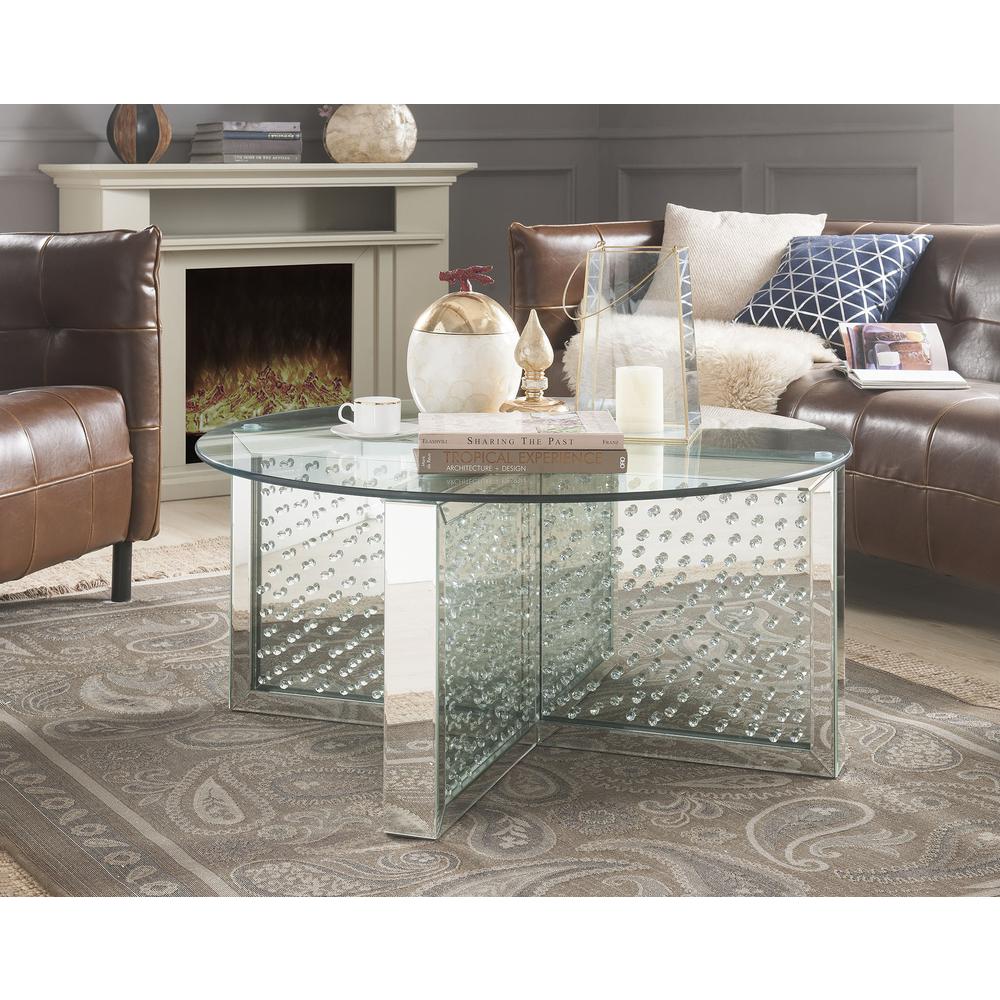 Nysa End Table Mirrored & Faux Crystals. Picture 3
