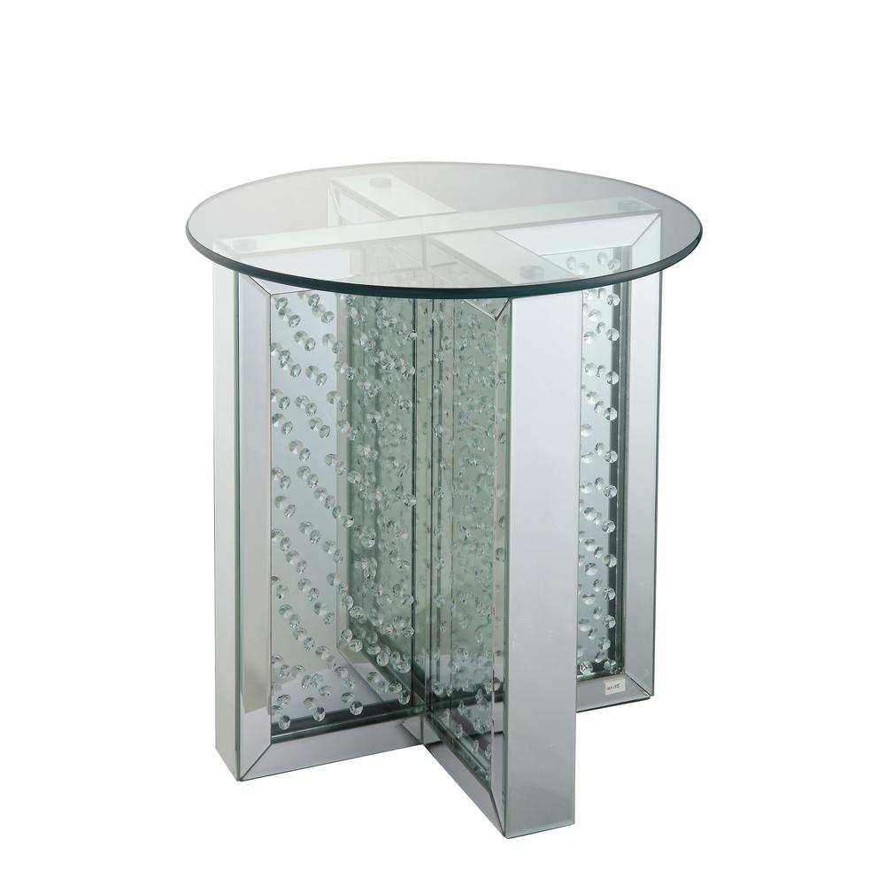 Nysa End Table Mirrored & Faux Crystals. Picture 4