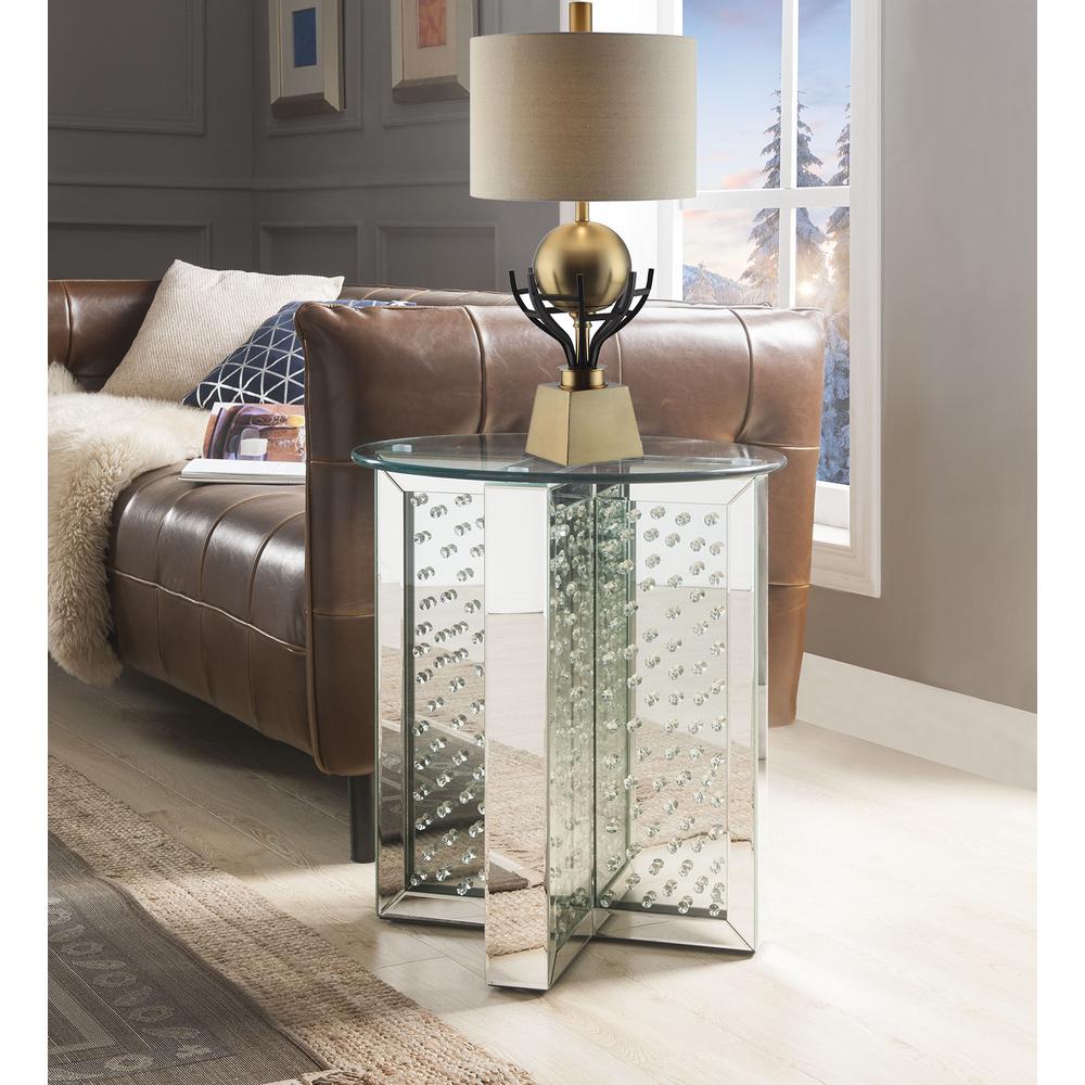 Nysa End Table Mirrored & Faux Crystals. Picture 5