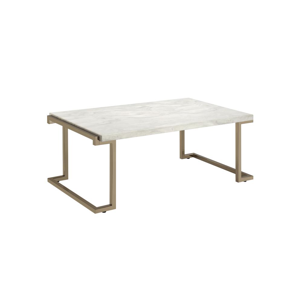 Boice II End Table, Faux Marble & Champagne. Picture 1