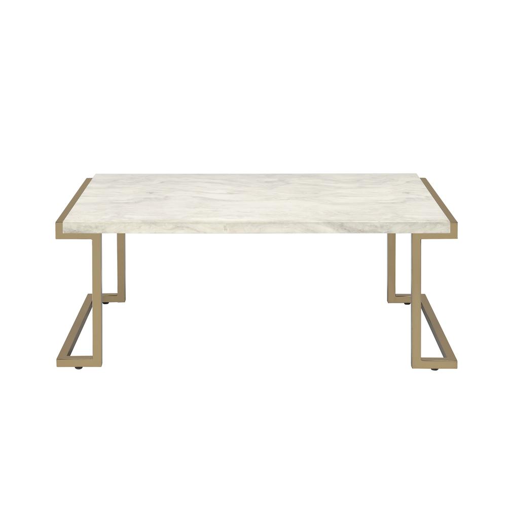 Boice II End Table, Faux Marble & Champagne. Picture 2